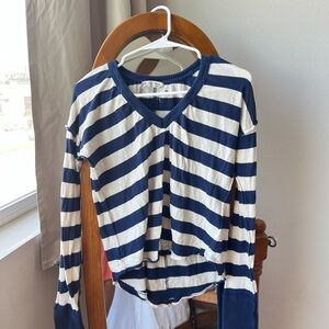 We The Free Navy and White Striped Long Sleeve Top